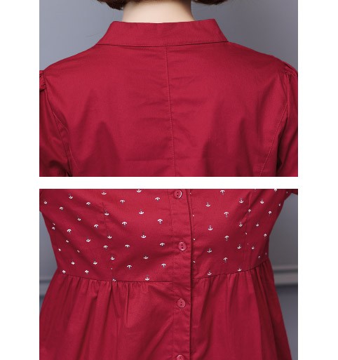 レディース　ブラウス　カットソー　長袖　ロングスリーブ　トップス　カジュアル　キュート　大人　可愛い　フェミニン　おしゃれ　お出かけ　デイリー　レッド　ブルー　ネイビー　赤　青　紺色　M　Ｌ　XL　2XL　3XL　4XL　5XL　大きいサイズ　送料無料