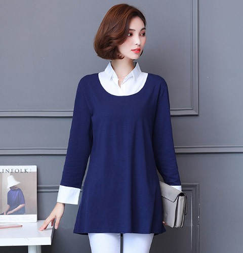 レディース　カットソー　Tシャツ　Uネック　長袖　ロング丈　トップス　カジュアル　キュート　大人　可愛い　フェミニン　おしゃれ　お出かけ　デイリー　ブラック　ネイビー　レッド　赤　黒　紺色　M　Ｌ　XL　2XL　3XL　4XL　5XL　大きいサイズ　送料無料