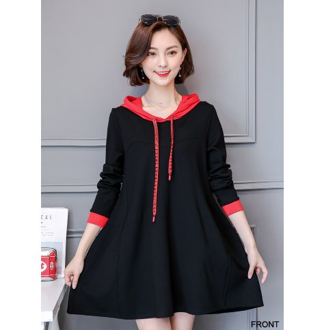 レディース　パーカーワンピース　フード付き　ミニ丈　スカート　カジュアル　キュート　可愛い　フェミニン　セクシー　きれいめ　上品　エレガント　おしゃれ　お出かけ　デイリー　お呼ばれ　ブラック　黒色　L　XL　XXL　XXXL　XXXXL　5XL　大きいサイズ　送料無料