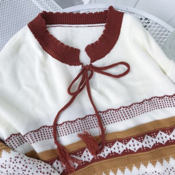 レディース　ニット　セーター　フレアスリーブ　ボーダー　長袖　ゆったり　トップス　カジュアル　キュート　大人　可愛い　フェミニン　おしゃれ　お出かけ　デイリー　ホワイト　ブラウン　白　茶色　フリーサイズ　ワンサイズ　送料無料