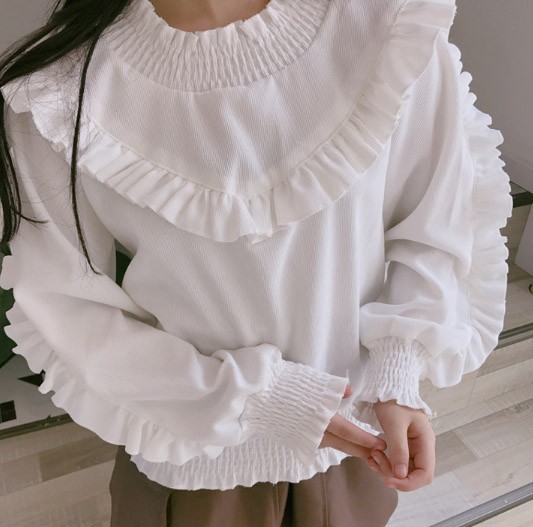 レディース　コーデュロイ　シャツ　ブラウス　フリル　トップス　カジュアル　キュート　大人　可愛い　フェミニン　セクシー　おしゃれ　お出かけ　デイリー　イエロー　ピンク　ホワイト　黄色　白　フリーサイズ　ワンサイズ　送料無料