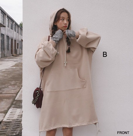 レディース　スウェットワンピ　パーカー　ワンピース　オーバーサイズ　ビッグシルエット　大きめ　スカート　カジュアル　キュート　可愛い　フェミニン　おしゃれ　お出かけ　デイリー　お呼ばれ　レッド　ベージュ　フリーサイズ　送料無料