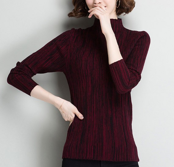 レディース　ニット　セーター　シングルネック　ハイネック　長袖　ロングスリーブ　秋　冬　トップス　カジュアル　キュート　大人　可愛い　フェミニン　おしゃれ　お出かけ　デイリー　ブラック　パープル　黒　紫　M　L　サイズ　送料無料