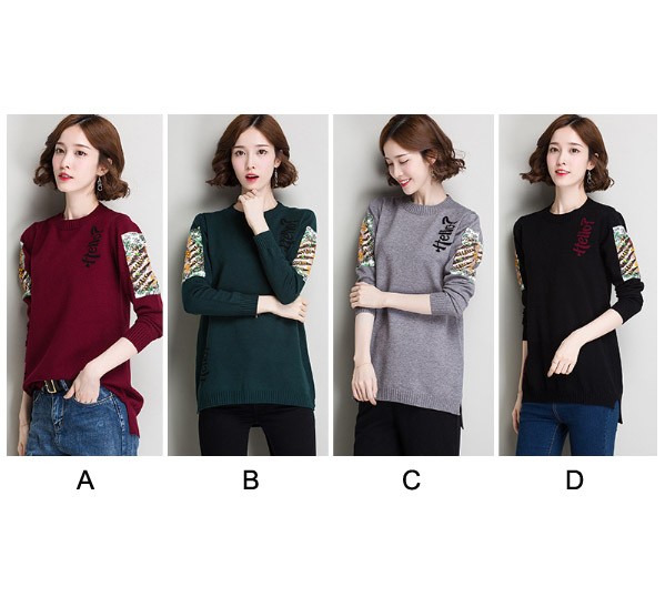 レディース　ニット　セーター　クルーネック　長袖　ロングスリーブ　秋　冬　トップス　カジュアル　キュート　大人　可愛い　フェミニン　おしゃれ　お出かけ　デイリー　グレー　グリーン　ワインレッド　ブラック　M　L　サイズ　送料無料