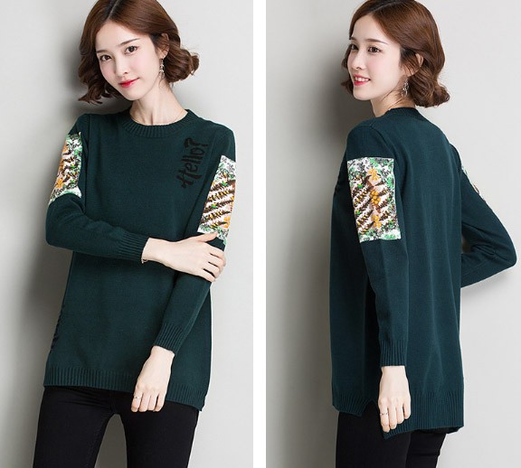 レディース　ニット　セーター　クルーネック　長袖　ロングスリーブ　秋　冬　トップス　カジュアル　キュート　大人　可愛い　フェミニン　おしゃれ　お出かけ　デイリー　グレー　グリーン　ワインレッド　ブラック　M　L　サイズ　送料無料