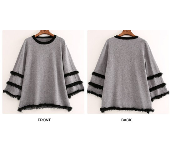 レディース　ニット　セーター　フリンジ　七分袖　ロングスリーブ　秋　冬　トップス　カジュアル　キュート　大人　可愛い　フェミニン　セクシー　おしゃれ　お出かけ　デイリー　グレー　ワインレッド　M　L　サイズ　送料無料