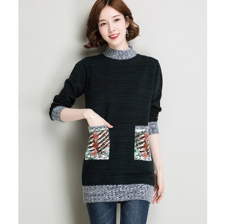 レディース　ニット　セーター　シングルネック　ハイネック　ポケット付き　長袖　ロングスリーブ　秋　冬　トップス　カジュアル　キュート　大人　可愛い　フェミニン　おしゃれ　お出かけ　デイリー　グレー　ワインレッド　ブラック　ネイビー　M　L　サイズ　送料無料