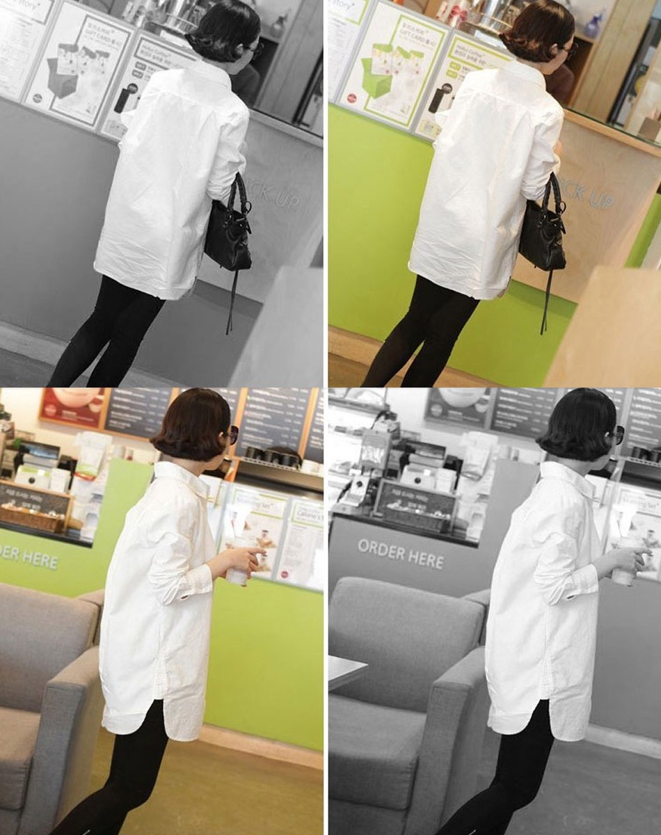 シャツ　春　長袖　レディース　ボタンダウンシャツ　送料無料　 カジュアル  フリーサイズ　白