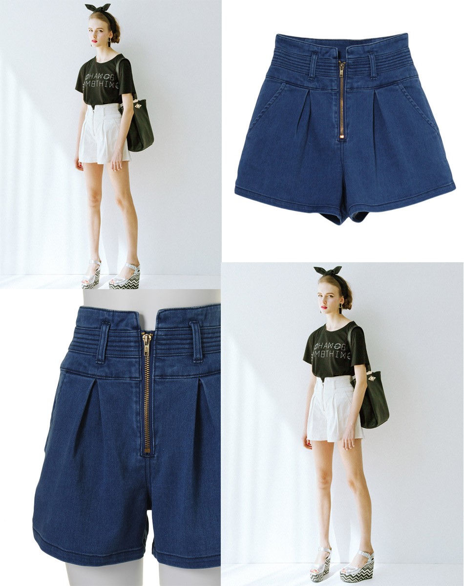 パンツ　レディース ボトムス 　春　ハイウェスト　ショートパンツ