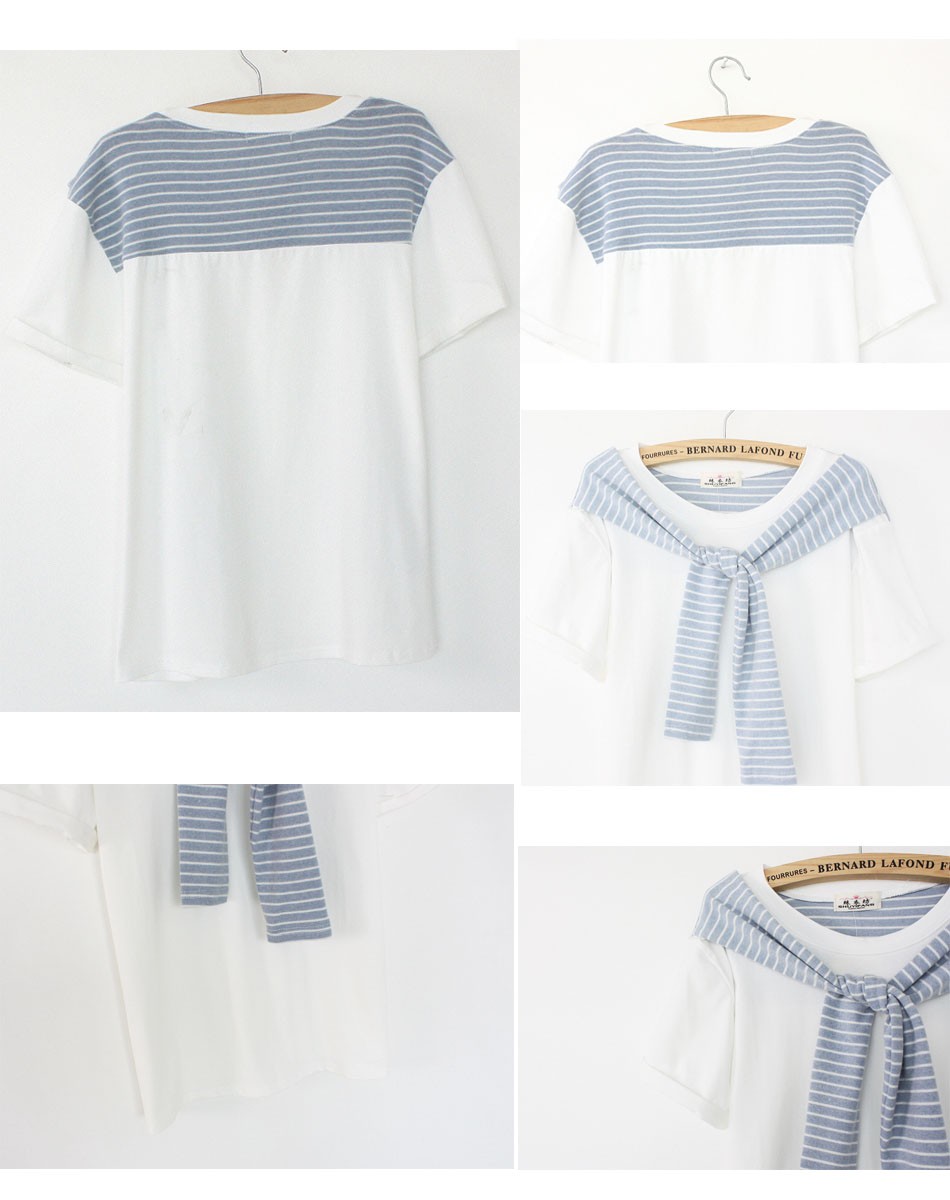 シャツ　春　半袖　レディース　送料無料　 カジュアル  フリーサイズ トップス　ボーダー　丸襟 Tシャツ　ブラウス