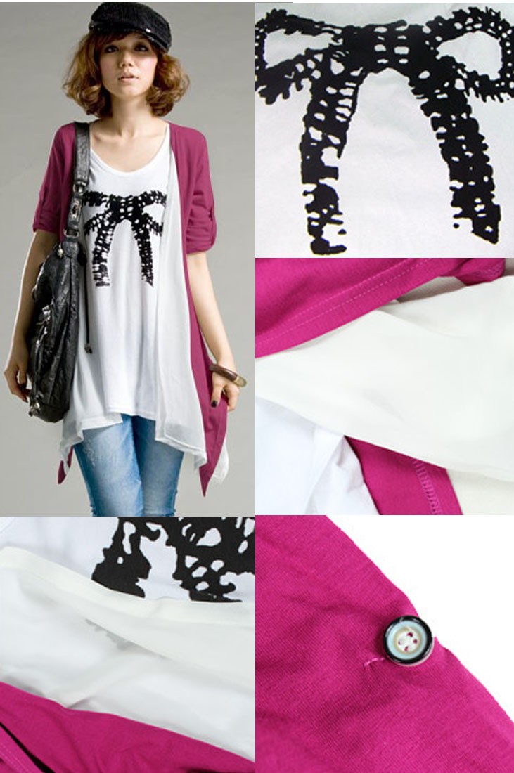 シャツ　春　長袖　レディース　ロングカーディガン　送料無料　 カジュアル トップス　ロングテールカット　セットアップ　シャツとカーディガンの2枚セットです！