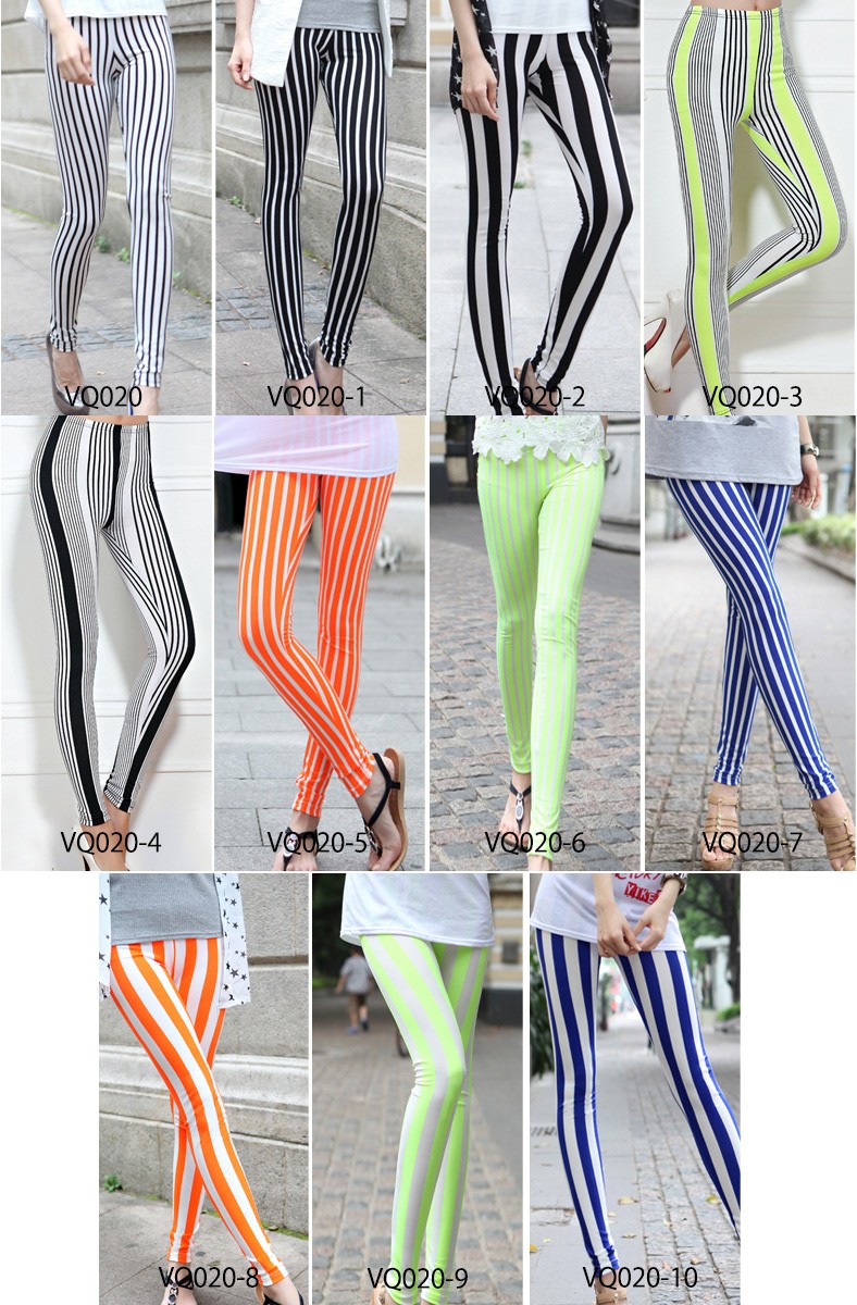 パンツ　レディース ボトムス 　スパッツ　レギンス　春　ストライプ　カラーパンツ