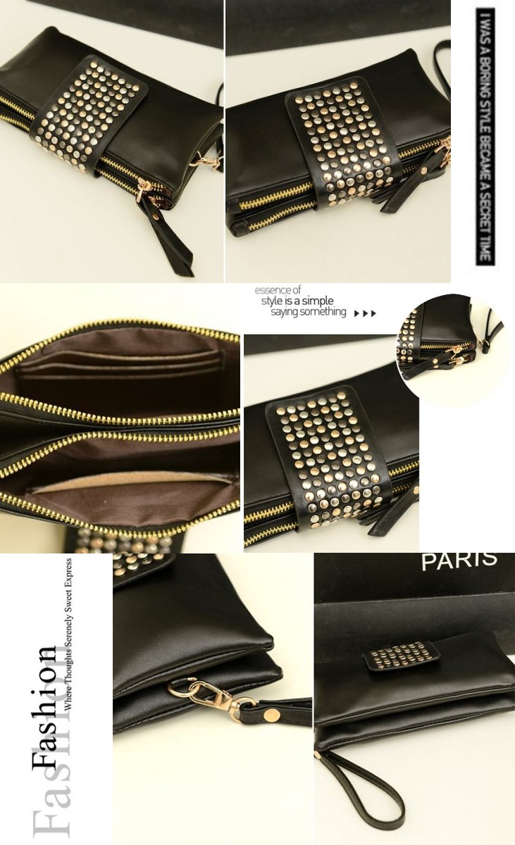 レディース　送料無料　鞄　クラッチバック　2WAY　スタッズ　大人スタッズ　カラー豊富　無地　レオパード
