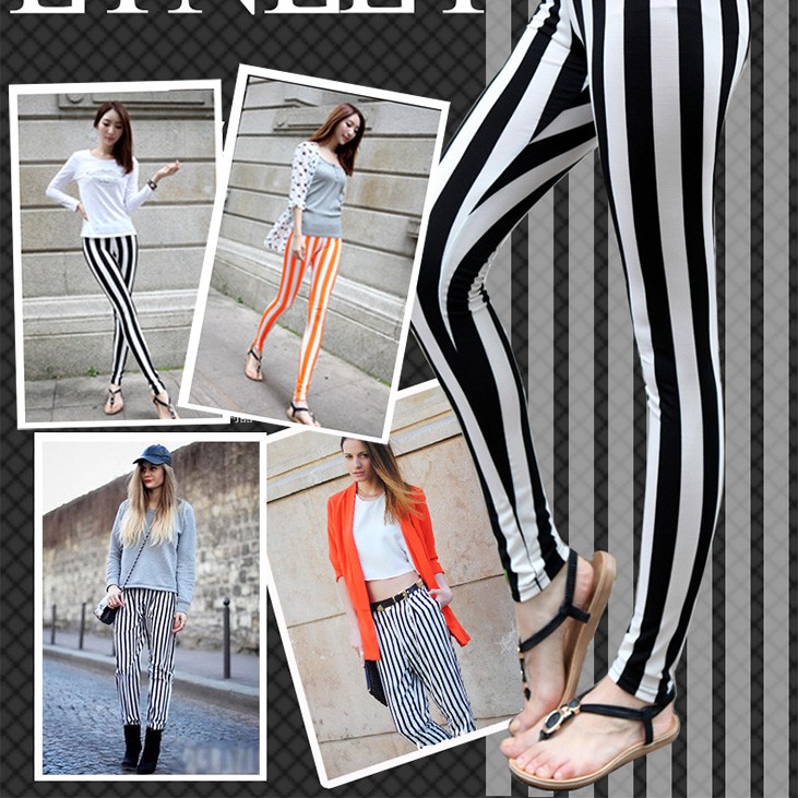 パンツ　レディース ボトムス 　スパッツ　レギンス　春　ストライプ　カラーパンツ
