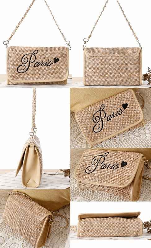 レディース　バッグ　カジュアル　リゾート　クラッチバッグ　麻　ナチュラル　チェーンバッグ　ショルダー　ハンドバッグ　ハンドバッグ　送料無料