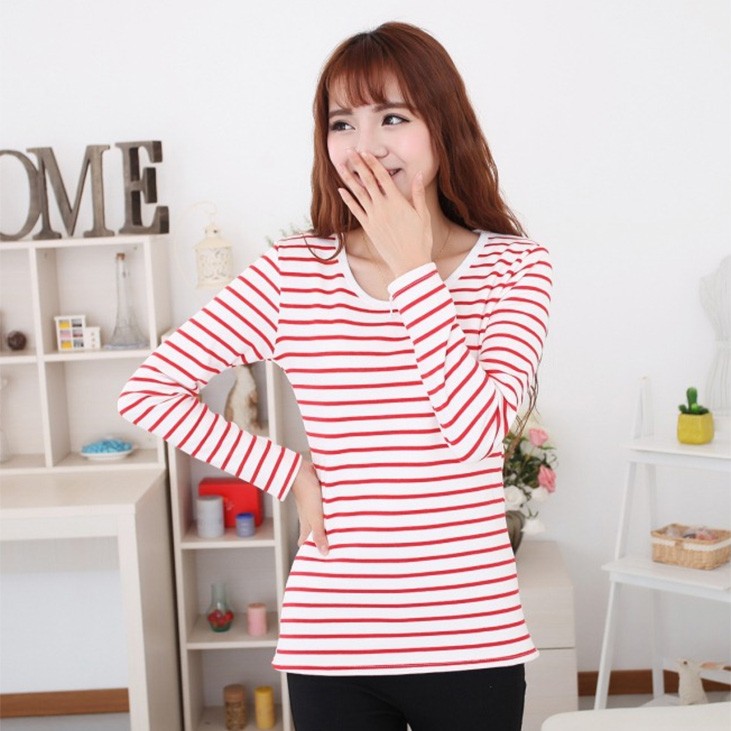 シャツ　春　長袖　レディース　ロングTシャツ　送料無料　 カジュアル  フリーサイズ トップス　ボーダー　カラーシャツ　丸襟