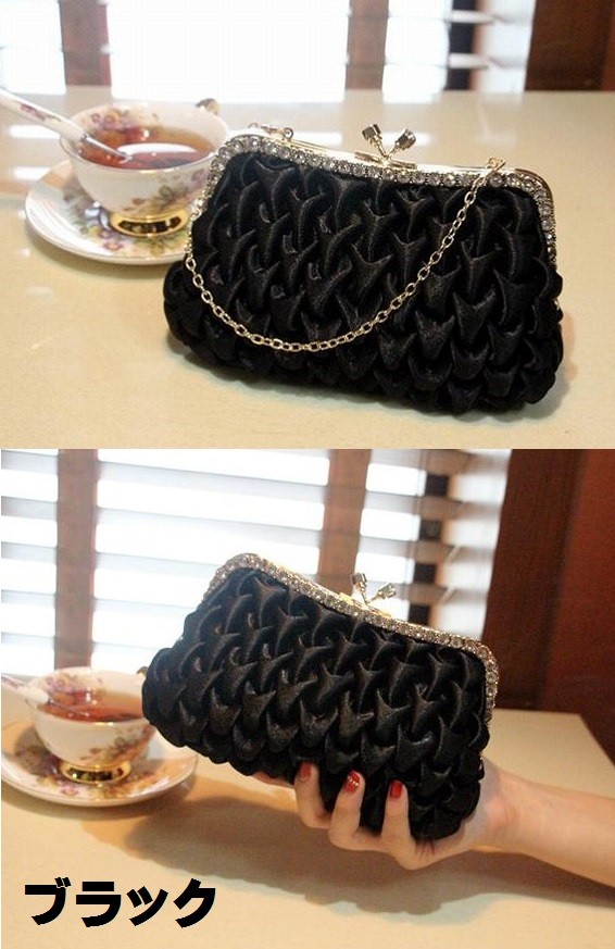 レディース　バッグ　パーティーバッグ　クラッチ　チェーンバッグ　フォーマル　結婚式　サブバッグ　ブラック　ネイビー　送料無料