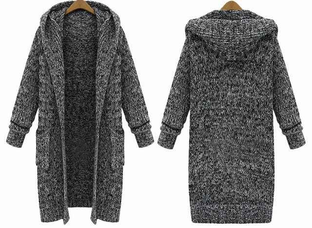 レディース　ニットカーディガン　ロング　アウター　トレンド　グレー　シンプル 秋　冬　羽織　長袖　大きいサイズ　送料無料