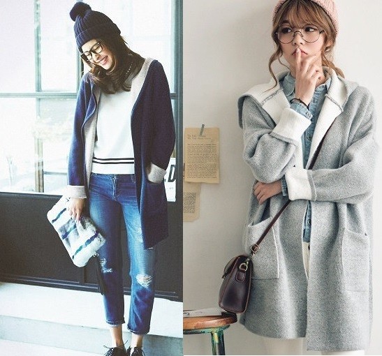 レディース　コート　コーディガン　アウター　トレンド　スンプル　カジュアル　無地　グレー　パープル　送料無料