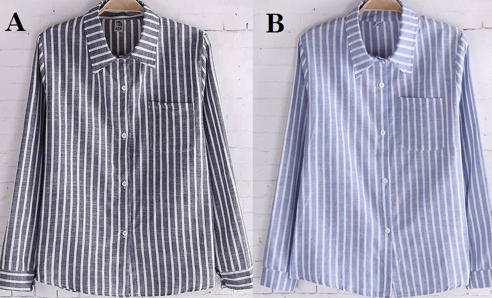 レディース　トップス　シャツ　ストライプ　ブルー　グレー　グリーン　春　夏　長袖　定番　人気　羽織　万能　送料無料