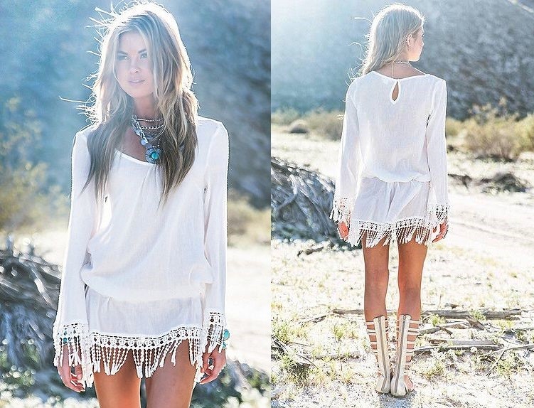 レディース　トップス　Ｔシャツ　ロング　ホワイト　長袖　トレンド　フリンジ　春　大きいサイズ　大人可愛い　送料無料