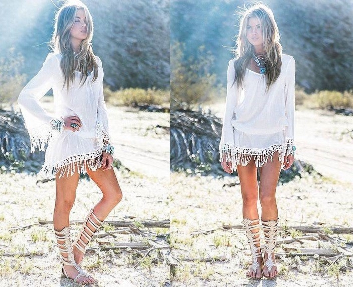 レディース　トップス　Ｔシャツ　ロング　ホワイト　長袖　トレンド　フリンジ　春　大きいサイズ　大人可愛い　送料無料