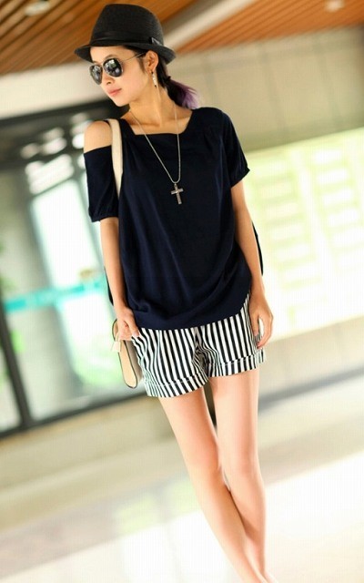 レディース　ボトムス　パンツ　ガウチョパンツ　トレンド　人気　ストライプ　ホワイト　送料無料