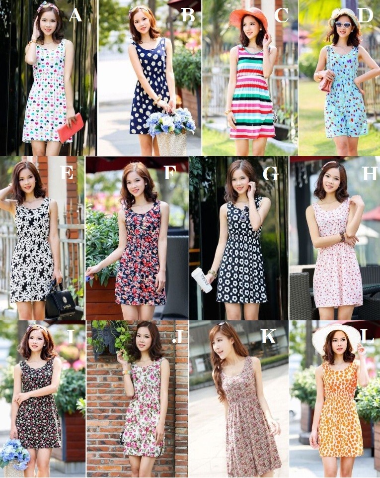 レディース　ワンピース　スカート　ミニ　カジュアル　フェミニン　花柄　ドット　ボーダー　カラフル　デザイン豊富　フリーサイズ　送料無料