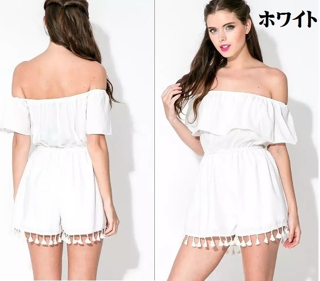 レディース　トップス　チュニック　刺繍　春　夏　カジュアル　可愛い　白　肩出し　送料無料