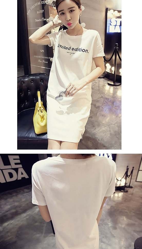 レディース　ワンピース　Ｔシャツワンピ　ロゴ　カジュアル　シンプル　プチプラ　ルームウエア　ホワイト　ブラック　送料無料