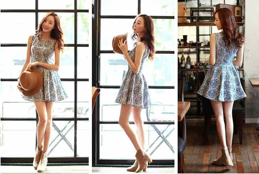 レディース ワンピース　スカート　お呼ばれ　ノースリーブ　花柄　ミニ　フレア　春　夏　プチプラ　送料無料