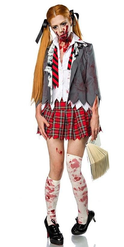 レディース　ハロウィン　コスチューム　制服　学生服　吸血鬼　魔女　ゾンビ　ブラッディ　ゴースト　フリーサイズ　本格派　リアルデザイン　公演　演劇　お化け　ハロウィン　コスプレ　衣装　イベント　パーティ　仮装　グレー　ホワイト　ブラック　送料無料