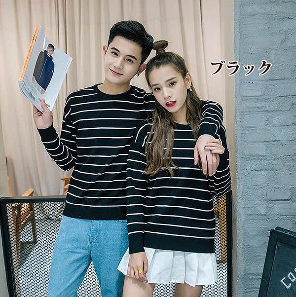 メンズ　レディース　ニットセーター　クルーネック　プルオーバー　ストライプ　スリム　トップス　ストリート　カジュアル　普段着　デイリー　おしゃれ　ホワイト　ブラック　送料無料