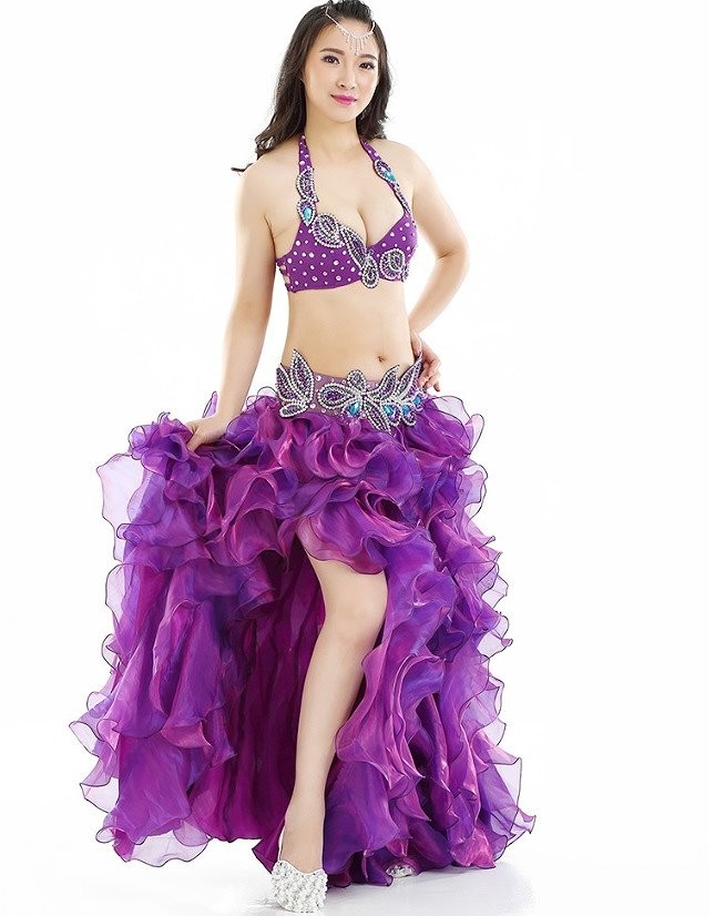 レディース　ベリーダンス　ドレス　衣装　ホルターネック　ダンス　ジャズダンス　ダンスウェア　パーティー　ステージ　イベント　舞台　モダンダンス　社交ダンス　セクシー　パープル　グリーン　ホワイト　フリーサイズ　送料無料