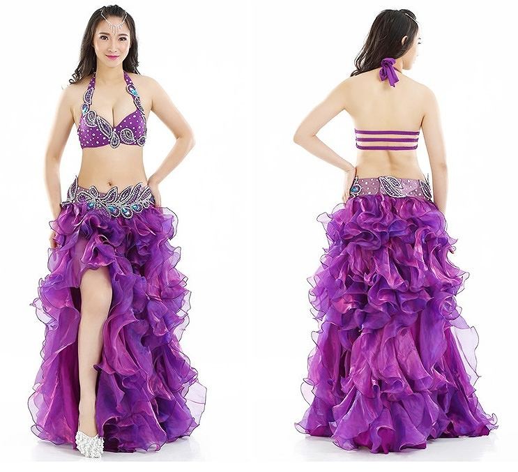 レディース　ベリーダンス　ドレス　衣装　ホルターネック　ダンス　ジャズダンス　ダンスウェア　パーティー　ステージ　イベント　舞台　モダンダンス　社交ダンス　セクシー　パープル　グリーン　ホワイト　フリーサイズ　送料無料