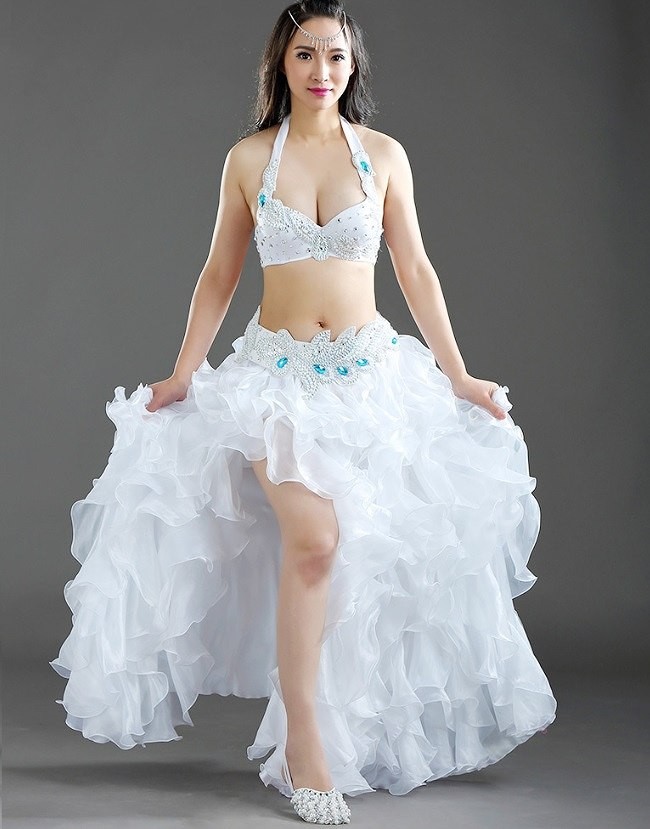 レディース　ベリーダンス　ドレス　衣装　ホルターネック　ダンス　ジャズダンス　ダンスウェア　パーティー　ステージ　イベント　舞台　モダンダンス　社交ダンス　セクシー　パープル　グリーン　ホワイト　フリーサイズ　送料無料