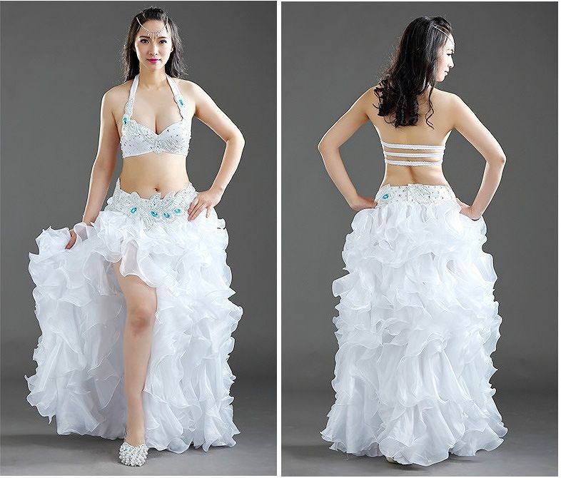 レディース　ベリーダンス　ドレス　衣装　ホルターネック　ダンス　ジャズダンス　ダンスウェア　パーティー　ステージ　イベント　舞台　モダンダンス　社交ダンス　セクシー　パープル　グリーン　ホワイト　フリーサイズ　送料無料