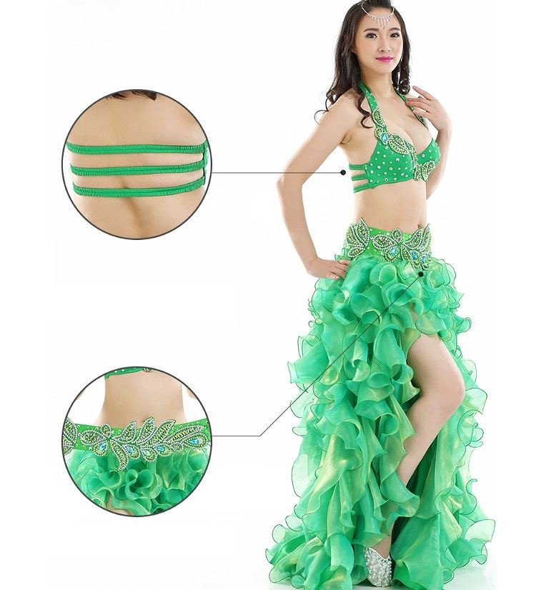 レディース　ベリーダンス　ドレス　衣装　ホルターネック　ダンス　ジャズダンス　ダンスウェア　パーティー　ステージ　イベント　舞台　モダンダンス　社交ダンス　セクシー　パープル　グリーン　ホワイト　フリーサイズ　送料無料