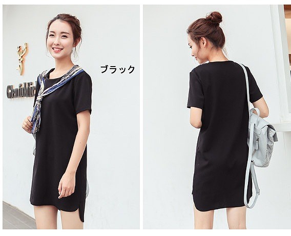 レディース　ファッション　女性　かわいい　ビッグヤード　シフォン　ロング　Ｔシャツ　半袖　ルーズ　大人カジュアル　夏　外出　アウトドア　レジャー　ホワイト　ブラック　送料無料