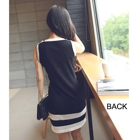 レディース　ワンピース　ノースリーブ　大きいサイズ　スリム　ニットドレス　リボンタイ　ボーダー　膝丈　大人　お嬢様風　清楚　お呼ばれコーデ　春夏　リゾート　デート　ホワイト　ブラック　モノトーン　送料無料