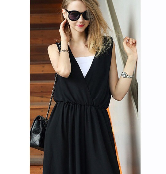 レディース　オールインワン　サロペット　オーバーオール　ガウチョパンツ　ボトムス　ノースリーブ　無地　ウエスト調節　大きいサイズ　大人カジュアル　ゆったり　シンプル　デート　お出かけ　デイリー　普段着　ブラック　送料無料