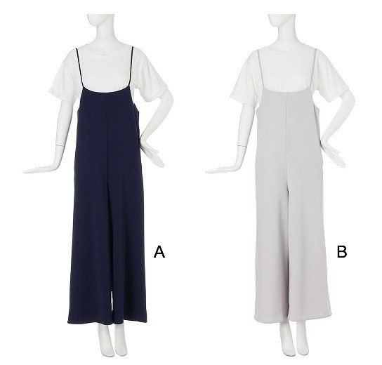 レディース　ファッション　トップス　リネンワイドレッグパンツ　ロングパンツ　ピーススーツTシャツ　重ね着　ラウンドネック　シンプル　かわいい　大人カジュアル　旅行　デート　普段着　ブラック　ホワイト　送料無料