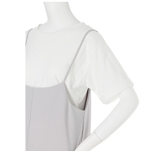 レディース　ファッション　トップス　リネンワイドレッグパンツ　ロングパンツ　ピーススーツTシャツ　重ね着　ラウンドネック　シンプル　かわいい　大人カジュアル　旅行　デート　普段着　ブラック　ホワイト　送料無料