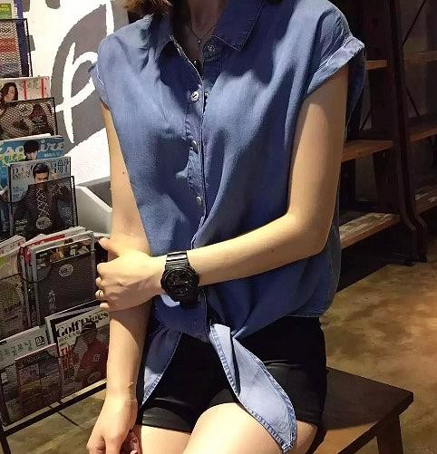レディース　ファッション　トップス　ブラウス　半袖　かわいい　キュート　大人カジュアル　シャツ　夏　アウトドア　旅行　デート　普段着　ブルー　ライトブルー　送料無料
