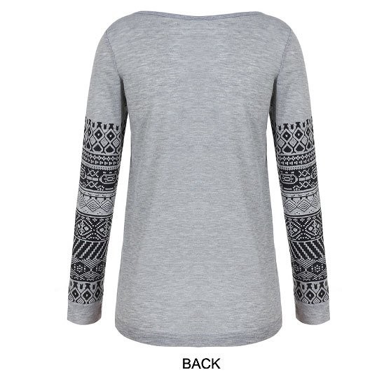 レディース　トップス　長袖　ラウンドネック　カットソー　Tシャツ　無地　ライン　ゆったり　秋冬　大人カジュアル　シック　フェミニン　おしゃれ　デート　リゾート　普段着　グレー　送料無料