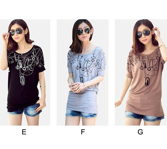 レディース　トップス　長袖　半袖　ラウンドネック　カットソー　Tシャツ　プリント　大きいサイズ　大人カジュアル　おしゃれ　スリム　デート　リゾート　買い物　お出かけ　オフィス　ブラック　グレー　ピンク　ホワイト　ブルー　送料無料