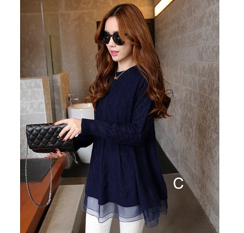 レディース　トップス　セーター　カットソー　ニット　チュニック　長袖　MIX　ケーブル編み　無地　シフォン　レース　フレア　春秋　シンプル　大人カジュアル　フェミニン　普段着　おしゃれ　デート　リゾート　グレー　ブラウン　ブラック　ホワイト　レッド　送料無料