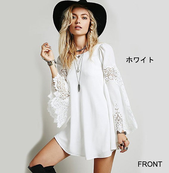レディース　トップス　シャツ　ブラウス　カットソー　シフォン　レース　長袖　シンプル　フレア　無地　大きいサイズ　大人カジュアル　普段着　おしゃれ　デート　リゾート　ホワイト　ブラック　送料無料