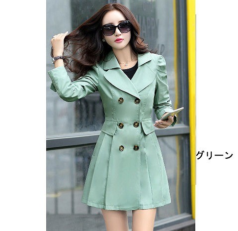 レディース　ファッション　ジャケット　コート　長袖　　スリムダブルブレスト　夏　大人カジュアル　かわいい　キュート　旅行　買い物　デート　外出　ベージュ　グリーン　ピンク　ブラック　送料無料
