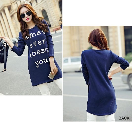 レディース　トップス　ファッション　ロングＴシャツ　長袖　ラウンドネック　プリント　夏　大人カジュアル　かわいい　買い物　デート　外出　普段着　ブラック　ネイビー　ホワイト　送料無料